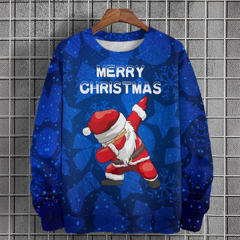 Funny 3D Santa Claus Print Men's Sweatshirts Fashion Trend Christmas Clothing Autumn Loose Pullover Casual y2k Hoodie X'mas Tops