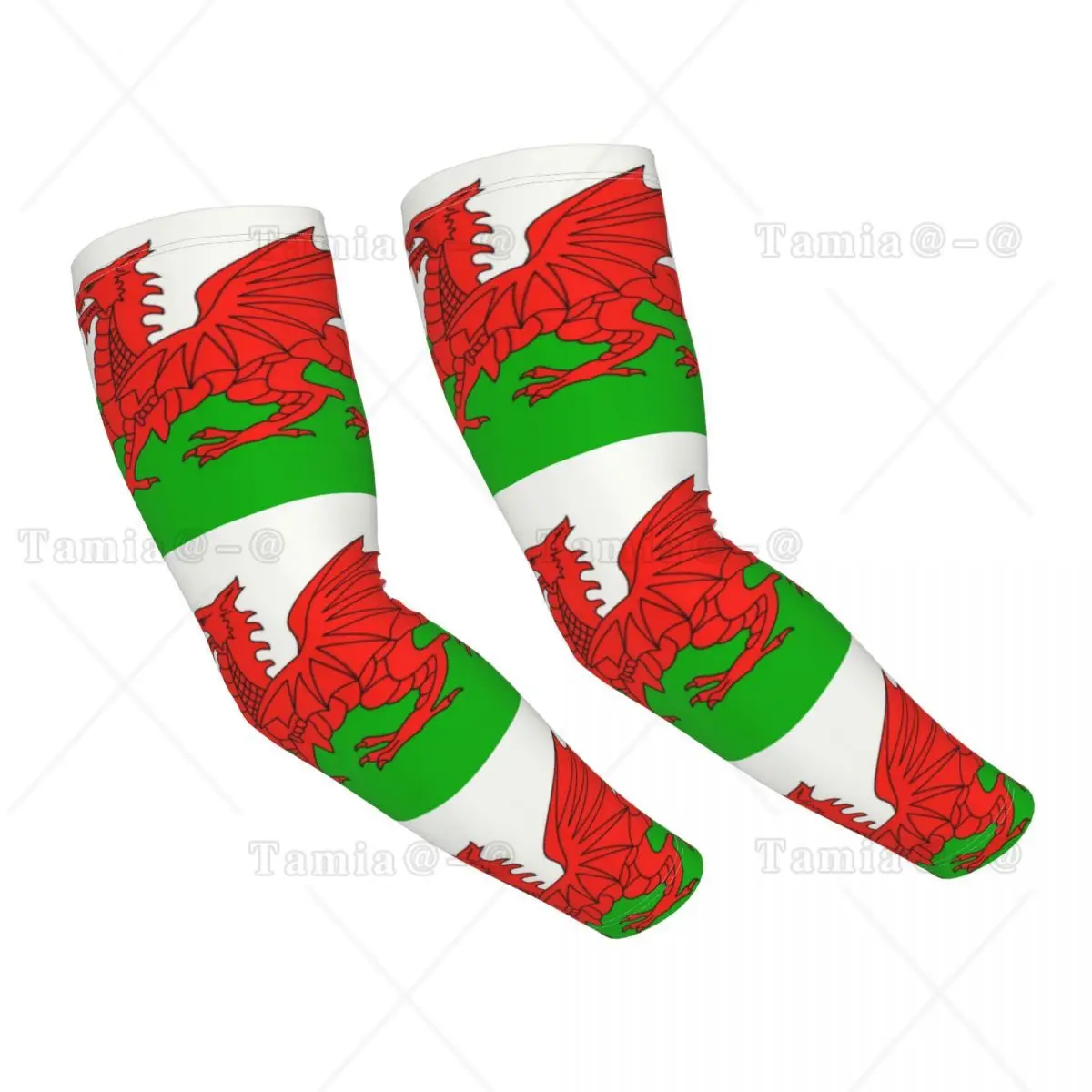 

Custom Wales Flag Sports Compression Arm Sleeves Warmer Women Men Welsh Red Dragon Sun UV Protection Tattoo Cover Up for Fishing