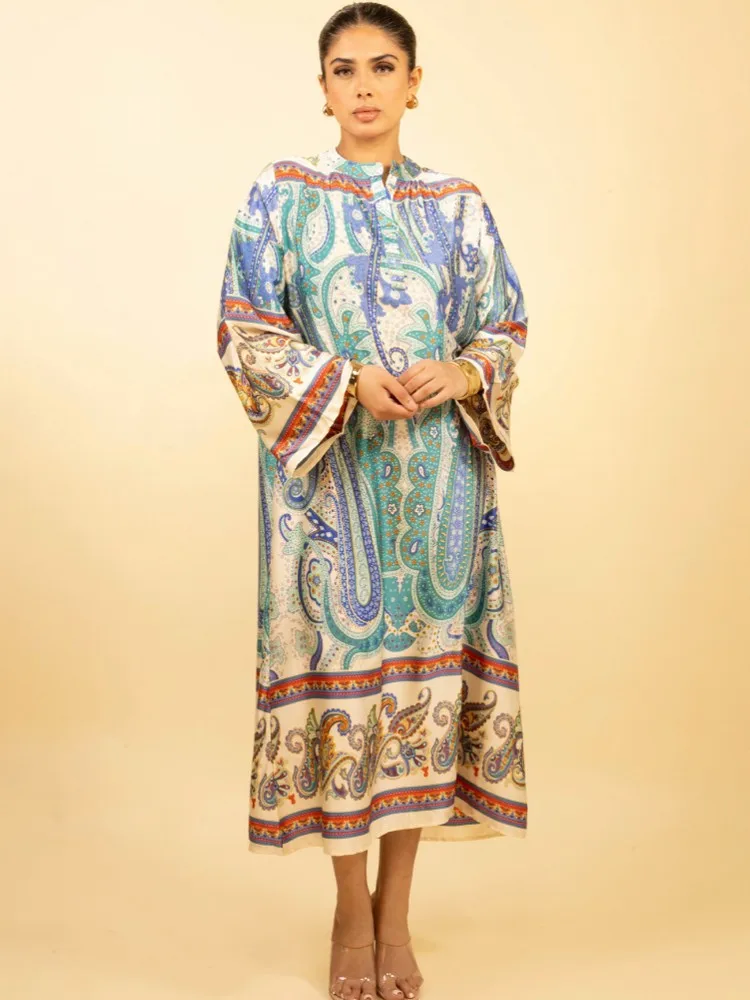 

Африканские платья для женщин, элегантное мусульманское платье из полиэстера, абайя, дашики, халат, кафтан, длинное платье макси, турецкая Африка, новинка 2023 г.