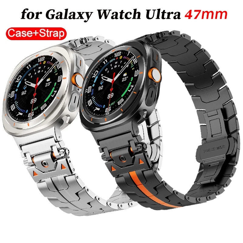 

Роскошный ремешок и корпус из нержавеющей стали для Samsung Galaxy Watch 7 Ultra 47 мм, металлический браслет для Watch Ultra 2025 47, сменный ремешок на запястье
