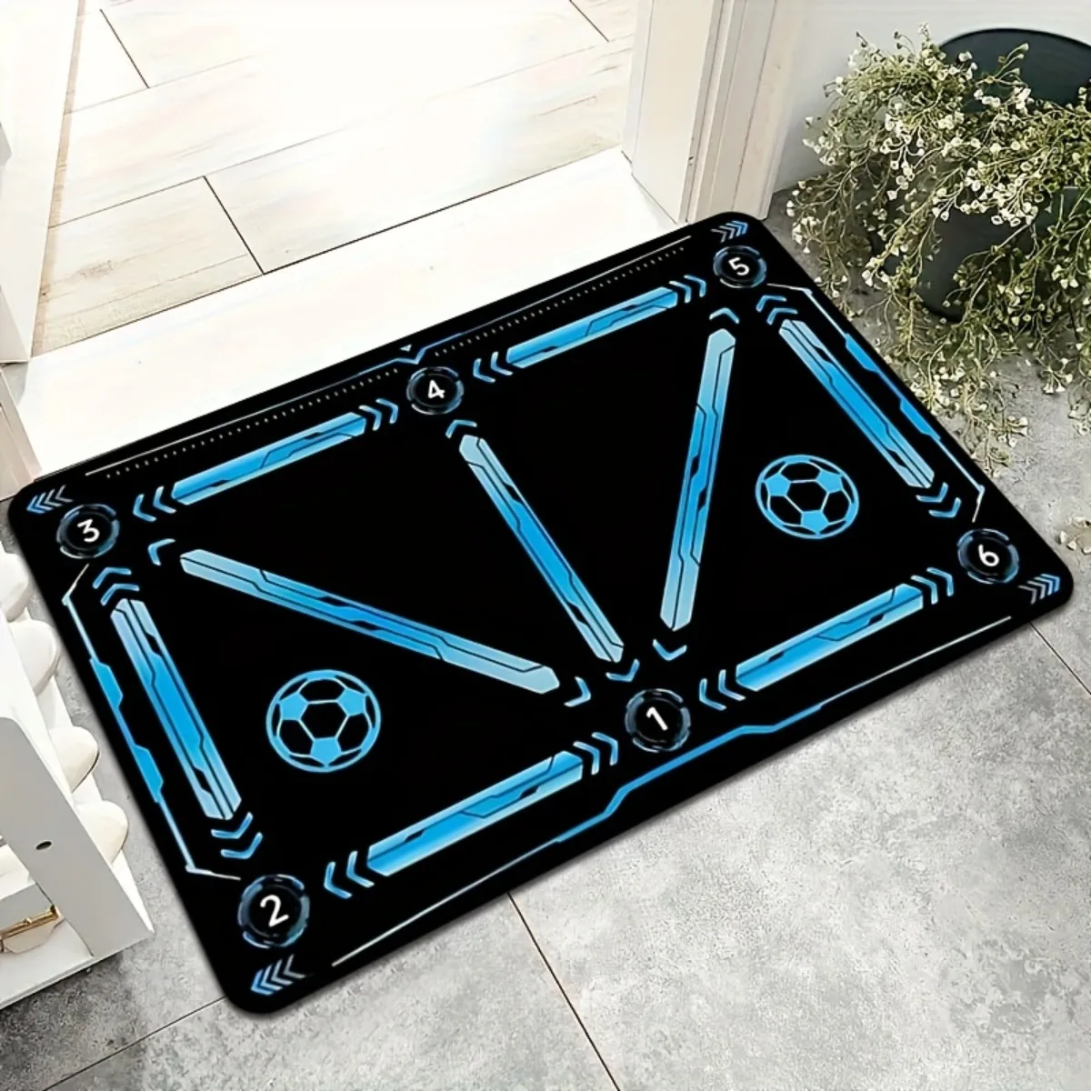 Soccer Training Football Practice Non-Slip Floor Mat Washable Decorative Area Rug for Playroom Bedroom Entryway Kitchen