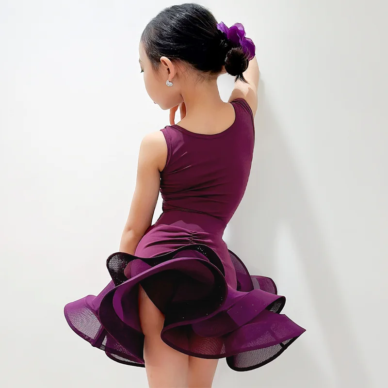 Kids Professional Latin Dance Dress Girls Tango Salsa Samba Ballroom Dance Performance Stage Outfits Costume