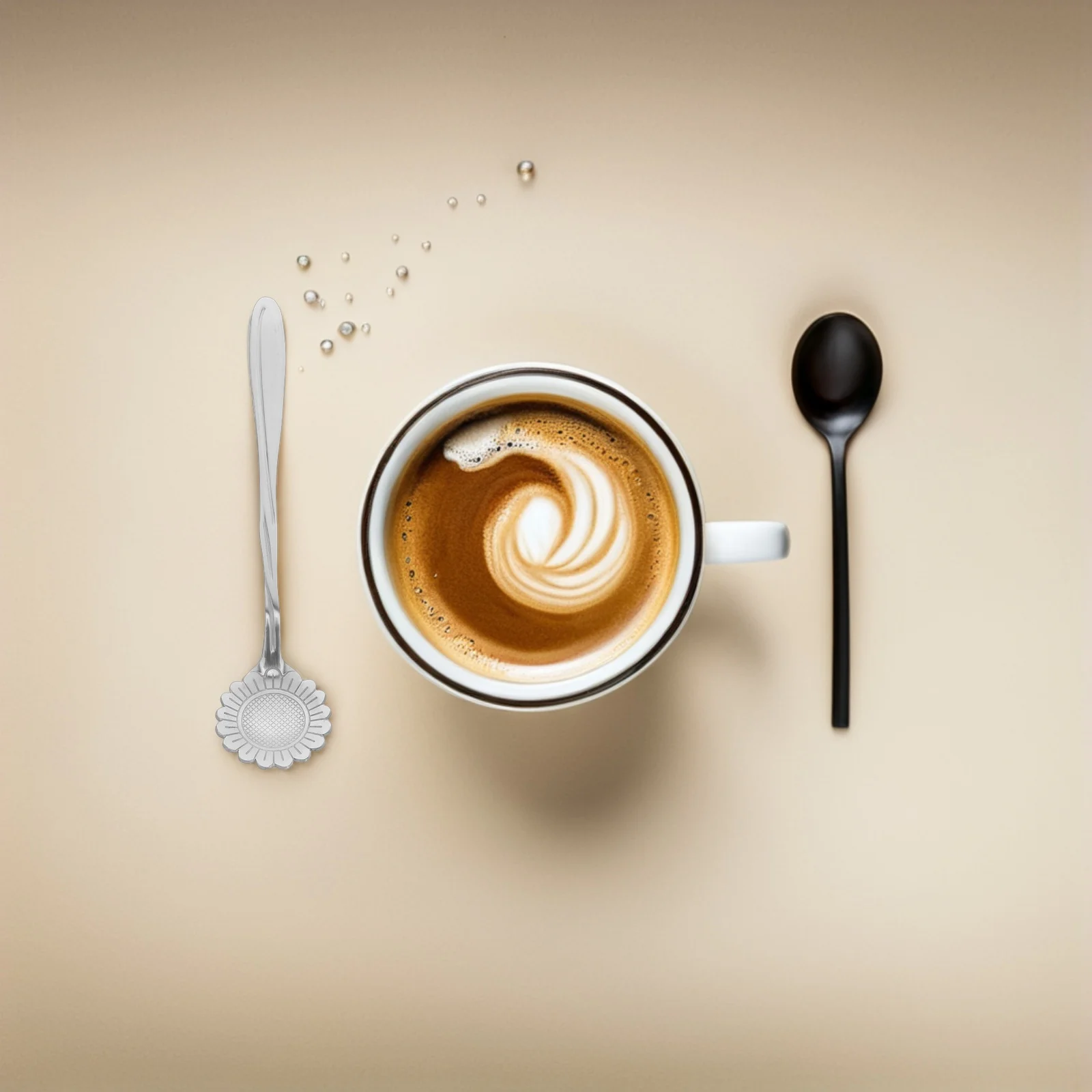 

20pcs Stainless Steel Dessert Spoons Sunflower Design For Coffee Tea Ice Cream Cake Stirring Mixing Serving Flower Pattern