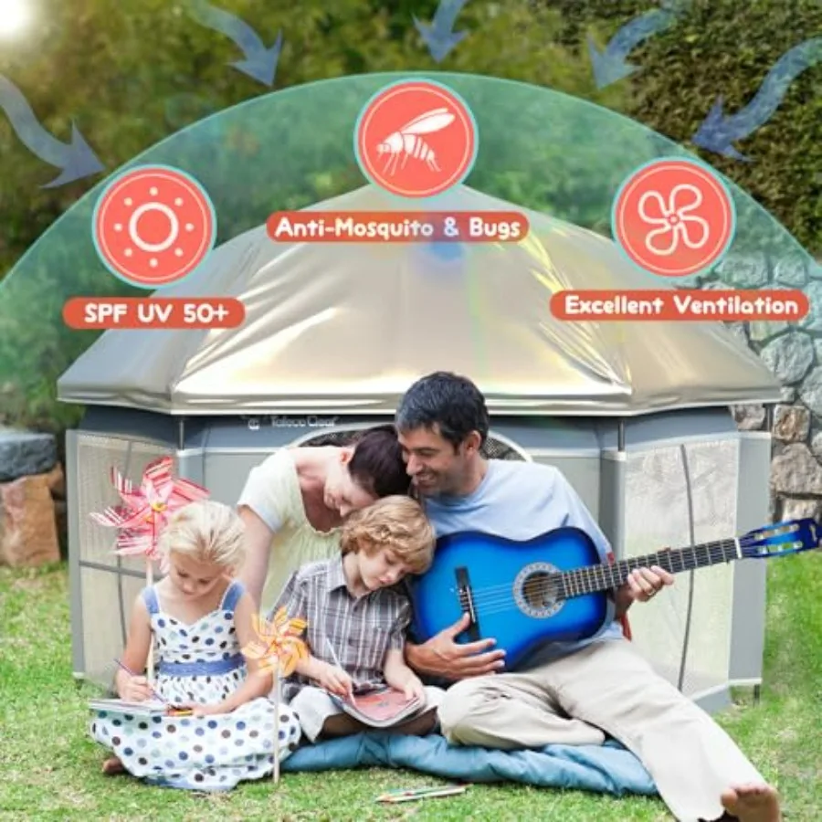 Box per bambini con baldacchino, cortile da gioco portatile pop-up istantaneo con tappetino per neonati, per neonati, leggero, pieghevole, per interni ed esterni