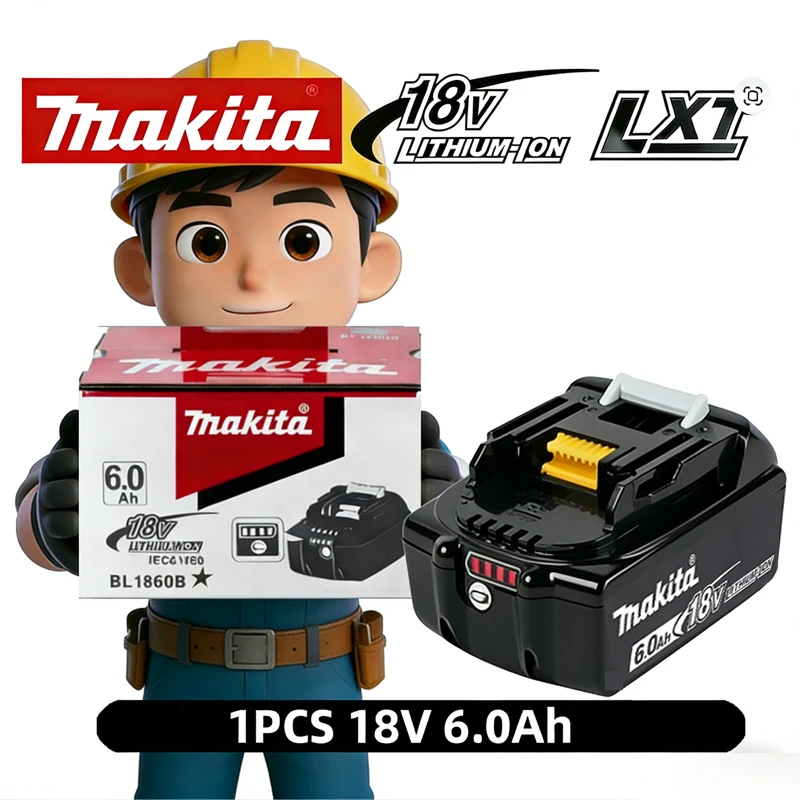 2026 Új 6Ah Makita eredeti lítium-ion újratölthető akkumulátor 18 V-os csereakkumulátorok BL1860 BL1830 BL1850 BL1860B