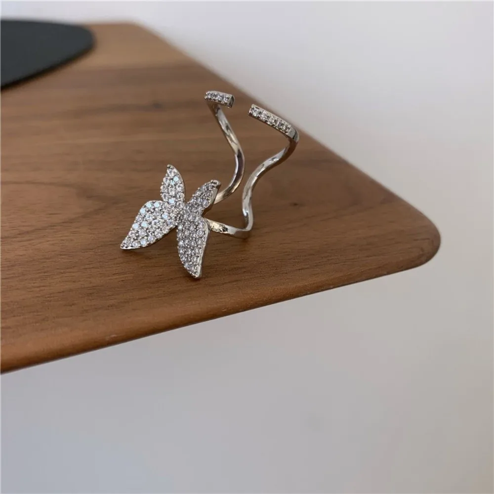 New Zircon Nail Ring Butterfly Gold Color Manicure Joint Ring Nail Art Wearable Statement Ring Women Accessories