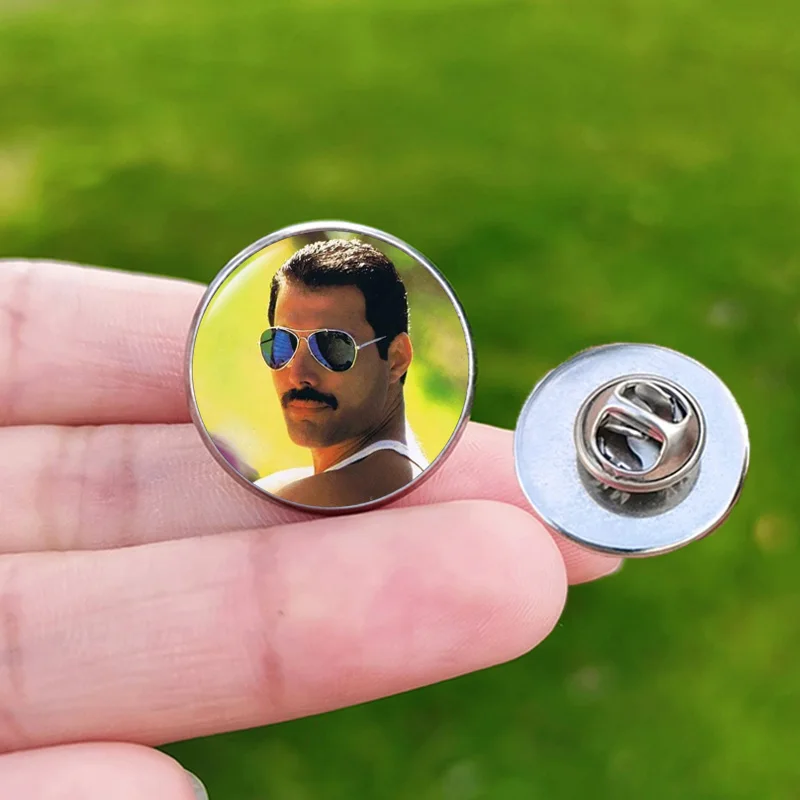 Stainless Steel Freddie Mercury Lapel Pin Pop Singer Poster Brooch Backpack Badge Accessories for Friend Christmas Gift