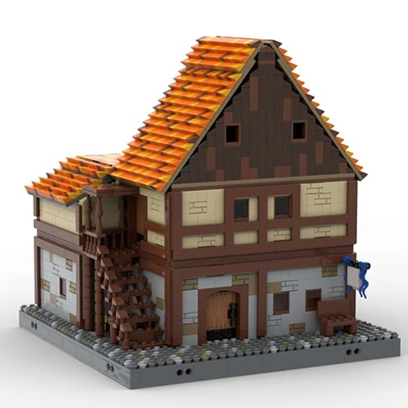 都市の街並みモデル MOC 組み立てブロック 中世の店舗 モジュール式テクノロジー 子供向けホリデーギフト 組み立ておもちゃセット