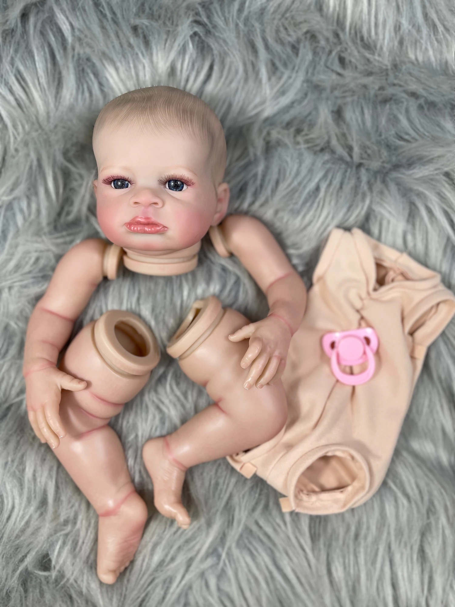 

20 inch Painted Reborn Doll Kit Lanny Unassembled Lifelike Baby Doll 3D Painted Skin with Visible Veins Cloth Body Included