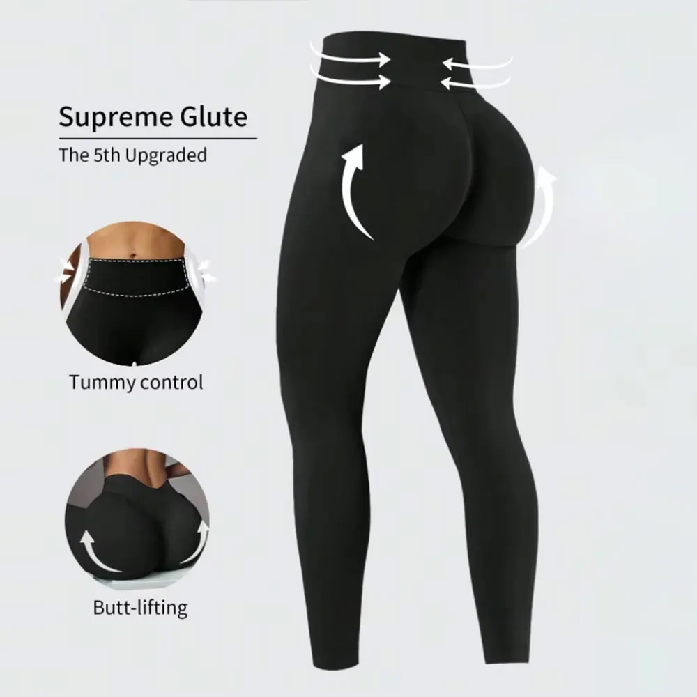 Christmas High Waist Tummy Control Butt Lifting Yoga Leggings Slim Fitness Workout Pants Black Stretchy Athletic Womens Trousers