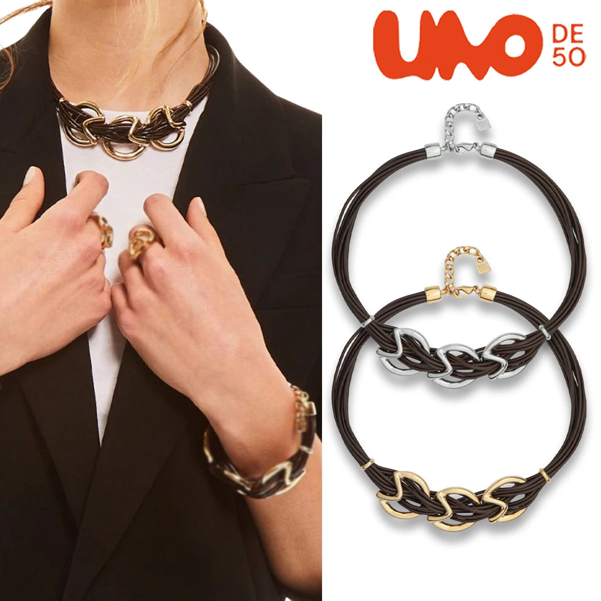 

UNODE50 necklace European and American fashion leather rope retro style versatile and elegant temperament
