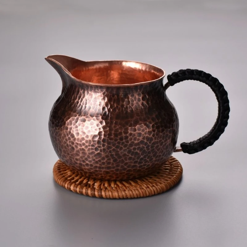 Handmade Hammer Fair Cup 300ml Handmade Teapot Divider Strap Weaving Anti Scald Handle Vintage Tea Set