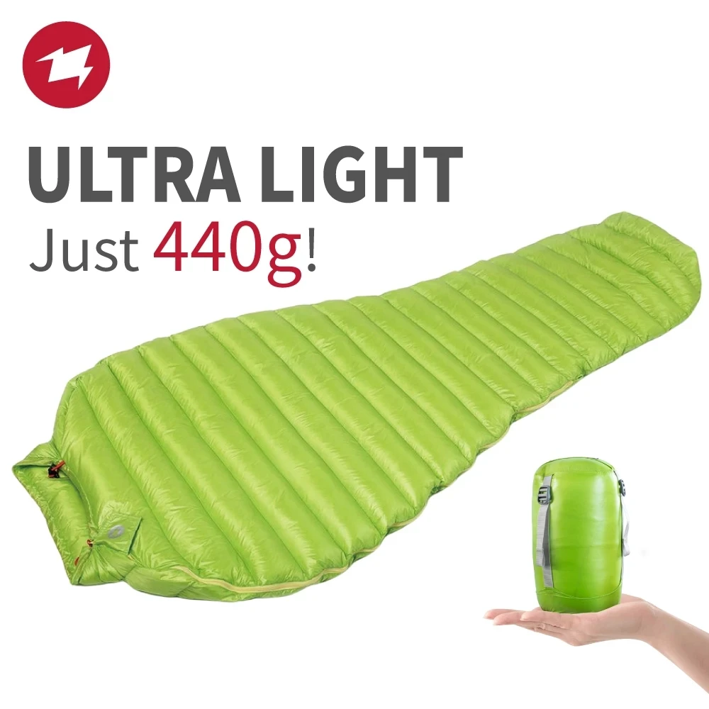 AEGISMAX Upgraded MINI Sleeping Bag Ultralight 440g White Goose Down Outdoor Mummy Nature hike Camping Waterproof Sleeping Bag