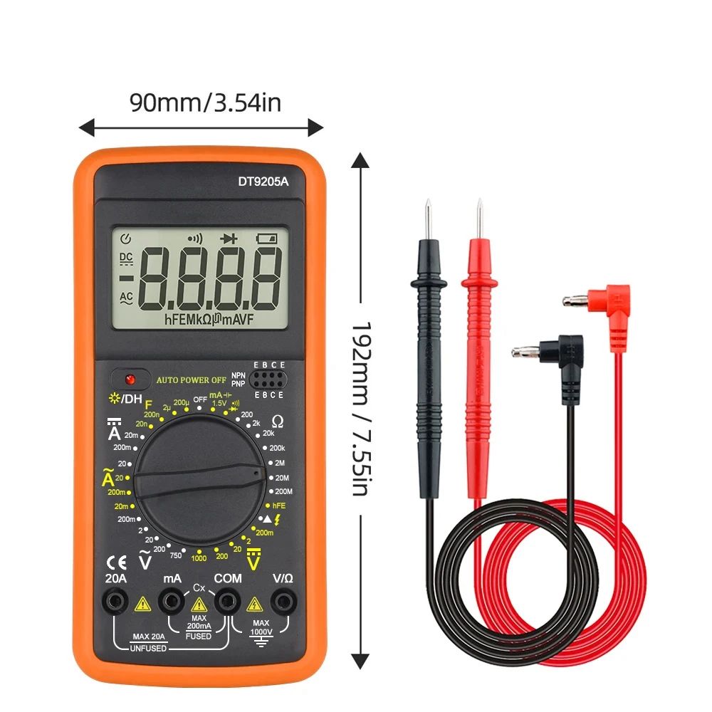 DT9205A Display LCD AC/DC Tester portatile elettrico professionale misuratore multimetro digitale amperometro Multitester