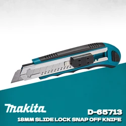 MAKITA D-65713 18mm Slide Lock Snap Off Knife Total 8 Blades Retractable Extra Blades Comfortable Rubber Handle Knife