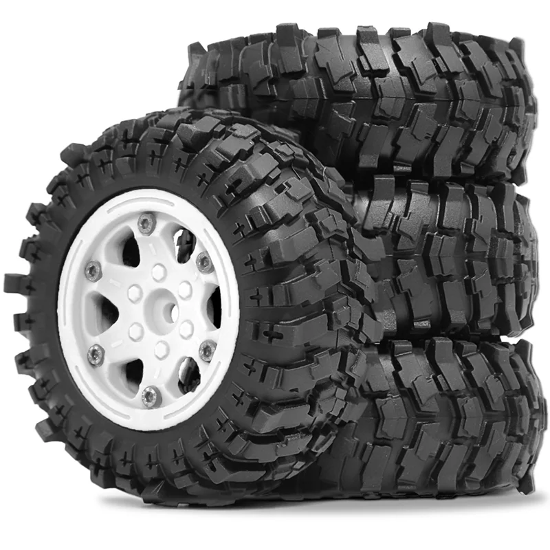 ABJF-4Pcs 88mm 1.9インチ ビードロックホイールリムとソフトラバータイヤセット 1/10 RCクローラーカー Axial SCX10 Pro Capra Traxxas TRX4用