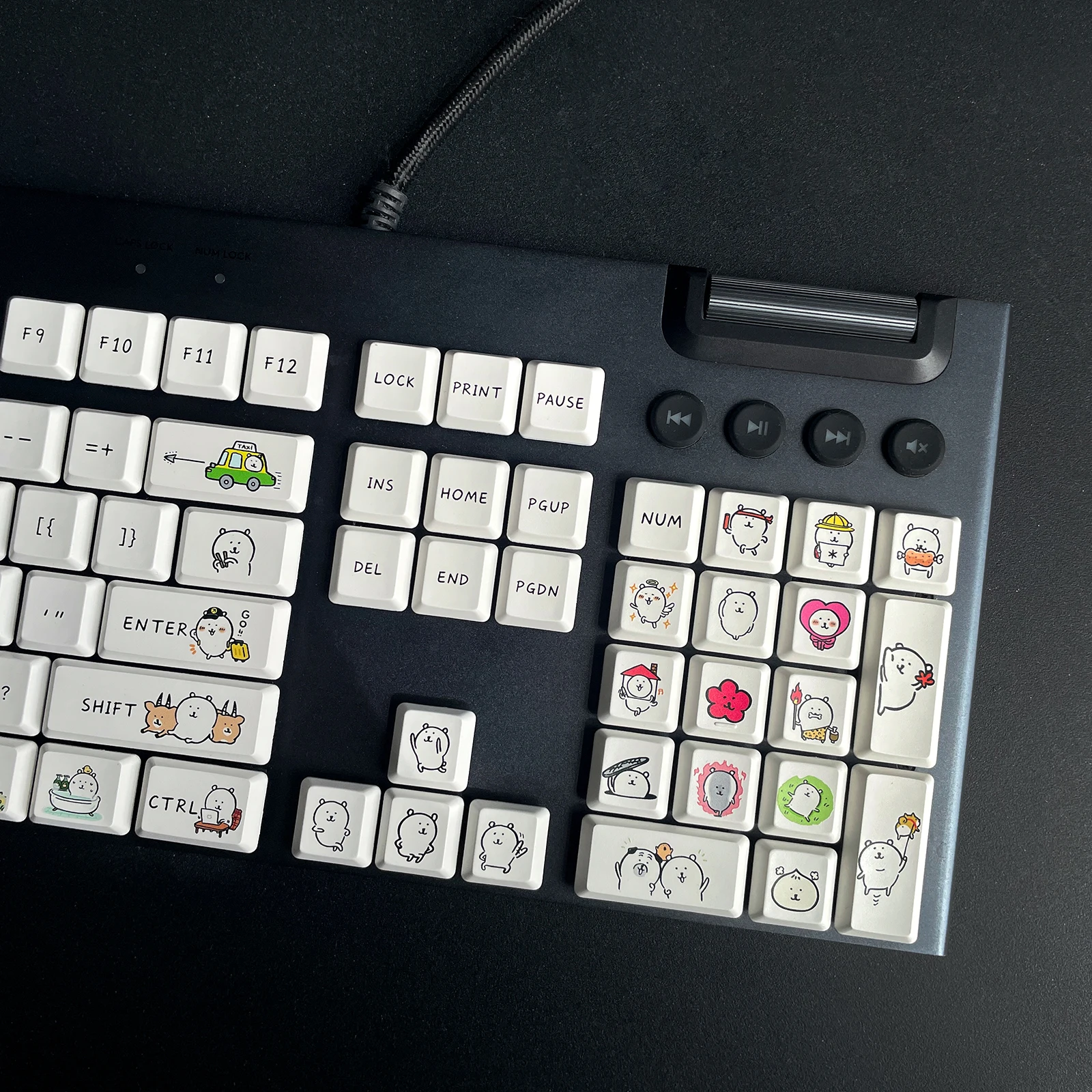 Self Deprecating Bear Keycap Set Suitable for Logitech G913/G813/G815/G915TKL Mechanical Keyboard,White Bear Kawaii PBT Key Caps