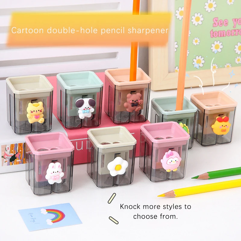 Mini temperamatite piccolo simpatico cartone animato due fori temperamatite Kawaii Stationeries temperamatite forniture per studenti torna a scuola