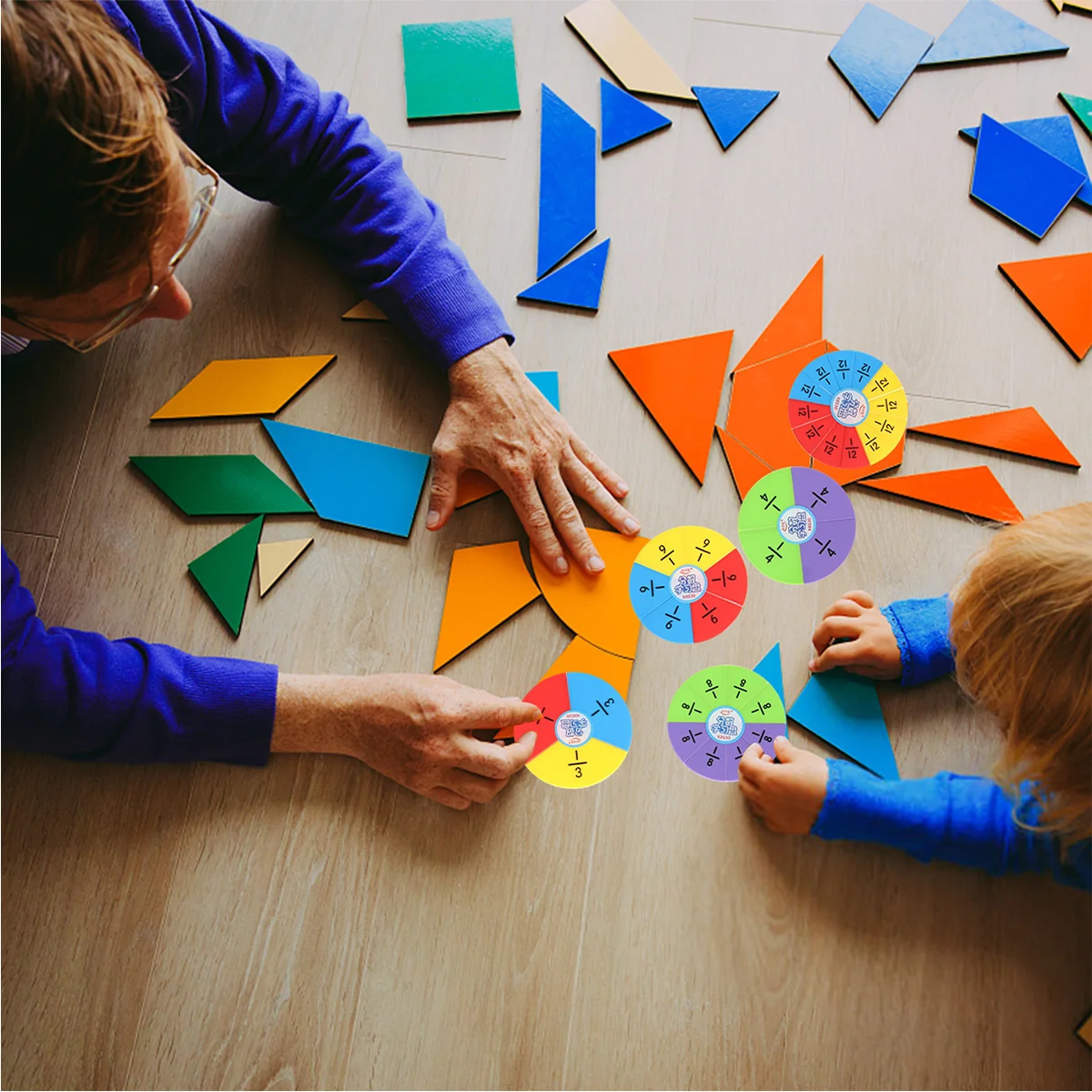 1Set pädagogische Bruchkreise, buntes, langlebiges Mathe-Lehrset, hilft bei der Visualisierung von Brüche, Multiplikation, Zählen