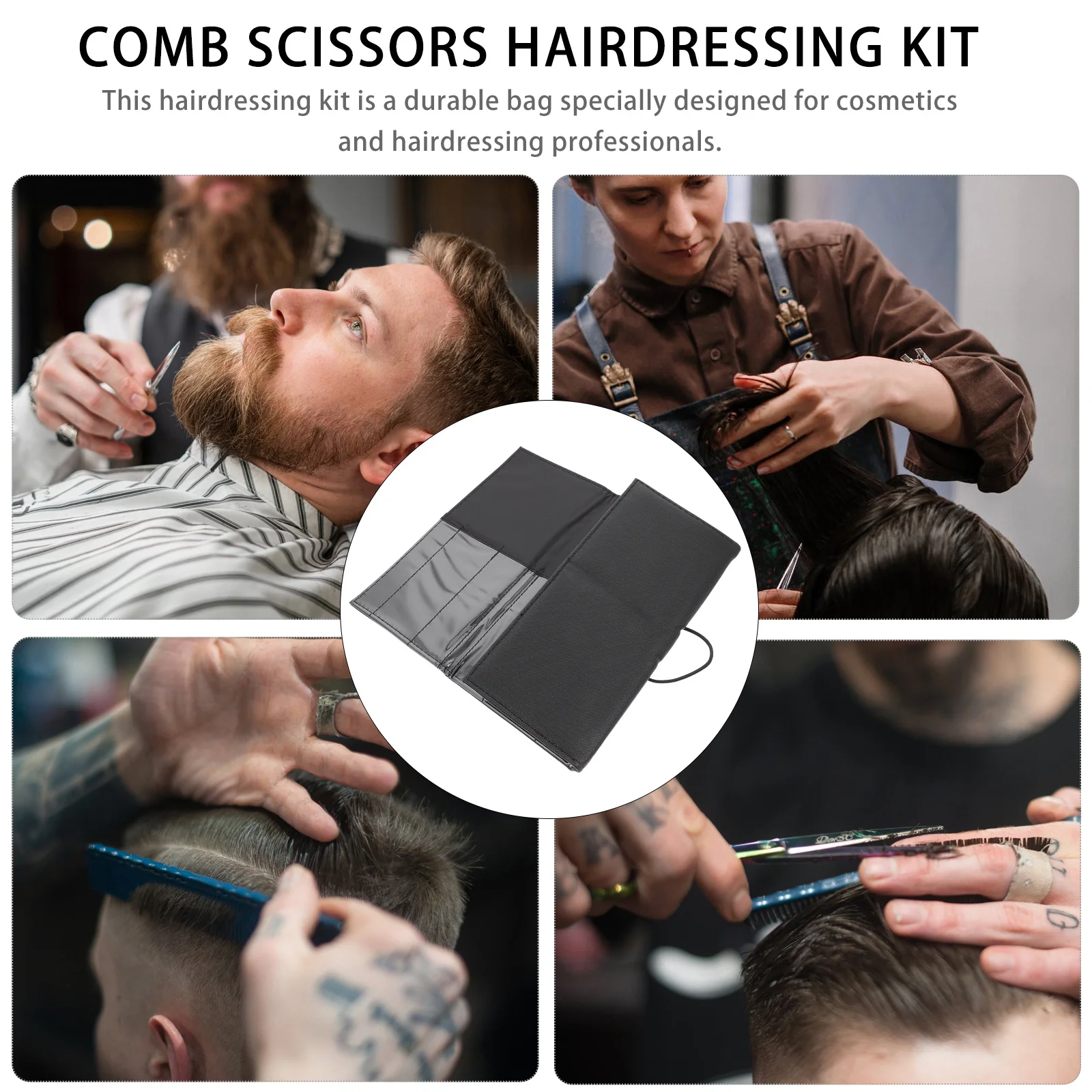Bolsa de ferramentas de cabeleireiro, grande capacidade, suporte de pente de tesoura para salão de beleza, barbeiro, organizador portátil, tesoura de barbearia