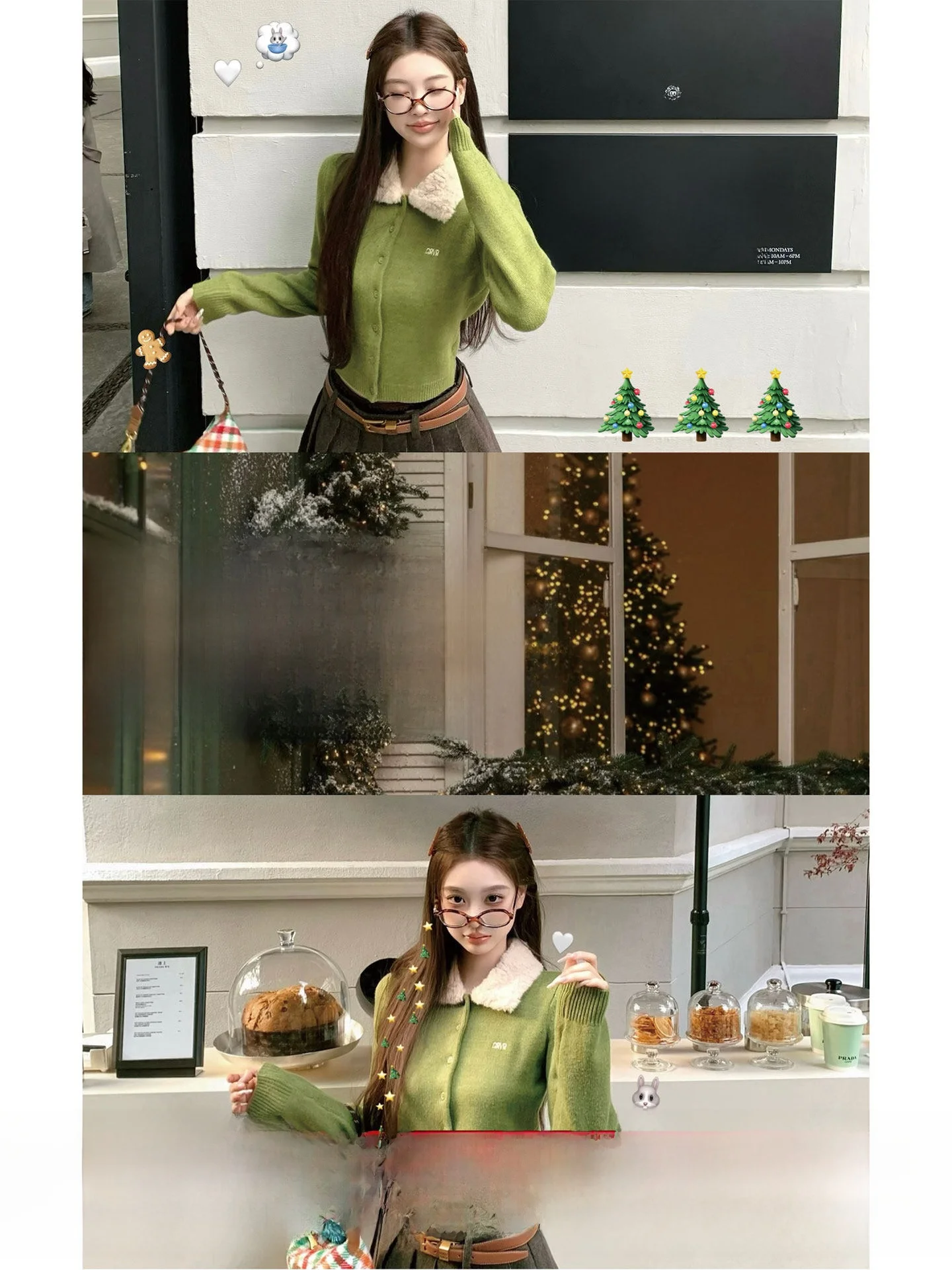 

Okaaay Soft Fce Moss Knitted Woolen Jaet ort Retro Sle Women's Coat Korean Stand Fit Polyester Wool Blend Long Sl...