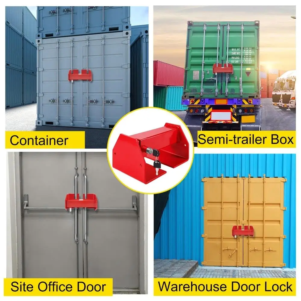 Cargo Container Lock 9.84"-17.32" Locking Distance Semi Truck Door Locks with 2 Keys Shipping Container Accessories Red