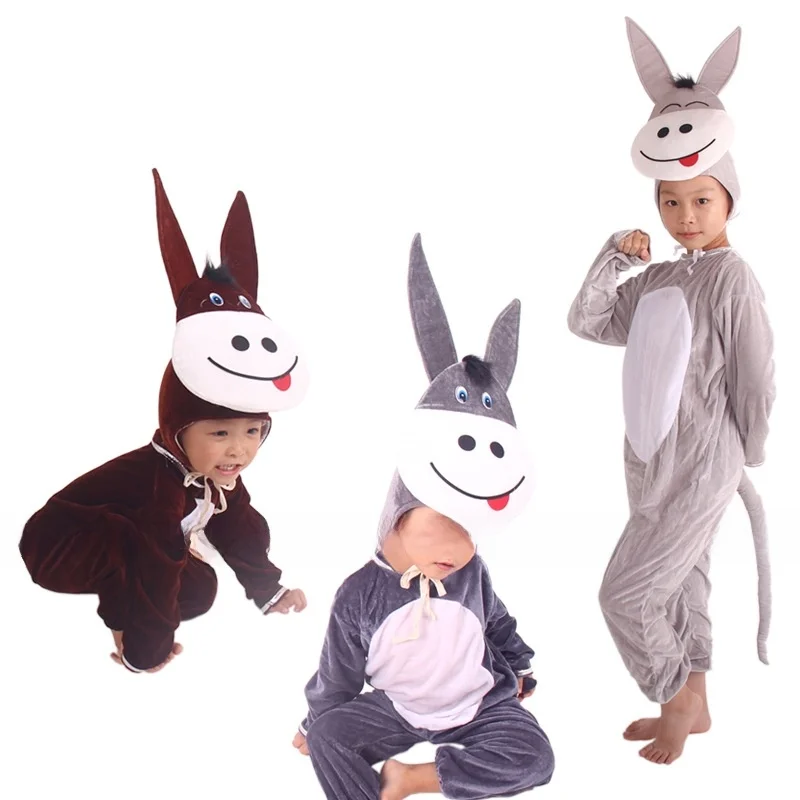أزياء الهالوين Donkey Onesie المتطابقة بين الوالدين والطفل، زي أداء رياض الأطفال، ملابس كاني السنوية