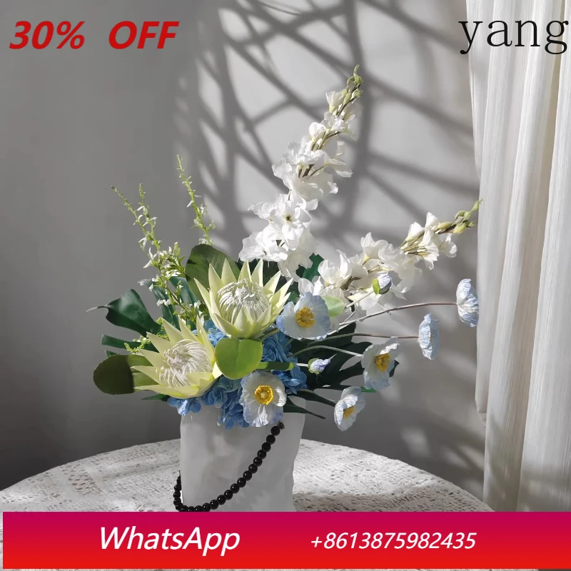 

LTT modern light luxury white glass flower arrangement floral combination decoration