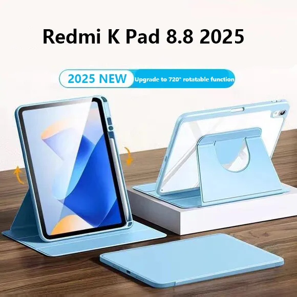 

360 ° Вращающийся акриловый чехол для Xiaomi Redmi K Pad 8,8 дюйма 2025 SE 8,7 с гнездом для ручки