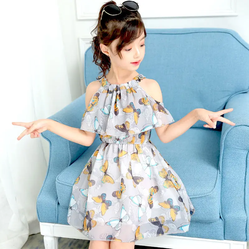 Girl Dresses Summer 2024 Children\'s Clothing Kids Flower Dress Chiffon Princess Dresses for Age 5 6 7 8 9 10 11 12 Years Teenage