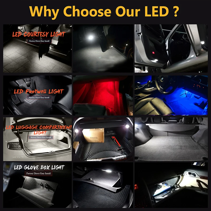 2LED Door Interior Courtesy Lamp Footwell Trunk Light For VW Golf Caddy Jetta Passat Polo Tiguan Touareg Seat SKoda Audi Porsche