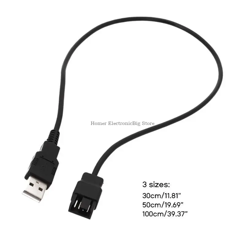5V USB 4Pin Laptop Fan Power Cable USB ke 4Pin 3Pin Connector Adapter Cord 30cm/50/CM100CM