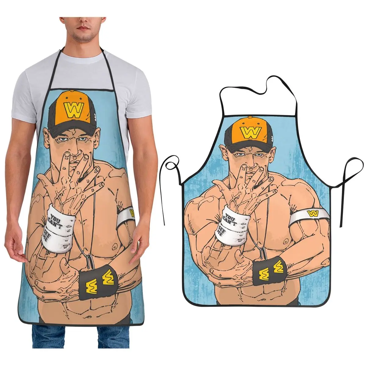 

John Cena Respect Earn It Cartoon Wrestler Apron Chef Cooking Baking Tablier Waterproof Bib Kitchen Cleaning Pinafore
