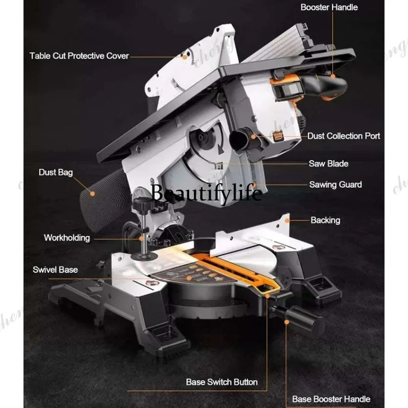 

f182 ASCompound Dust Free Miter Saw With Height Adjustable Table For Woodworking Aluminum Cutting 45 Degree Multi Function Bench