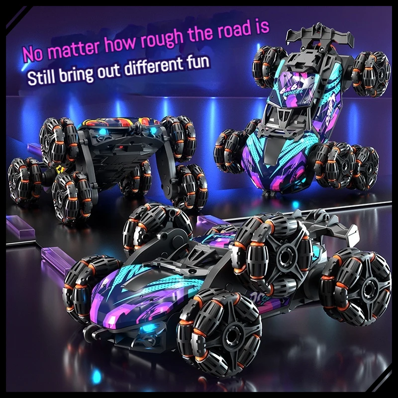 

6-Wheel Gesture Sensing RC Stunt Drift Climbing Car with Spray Light Music Flip Truck Off-Road Vehicle Toy for Kids Boys Gift