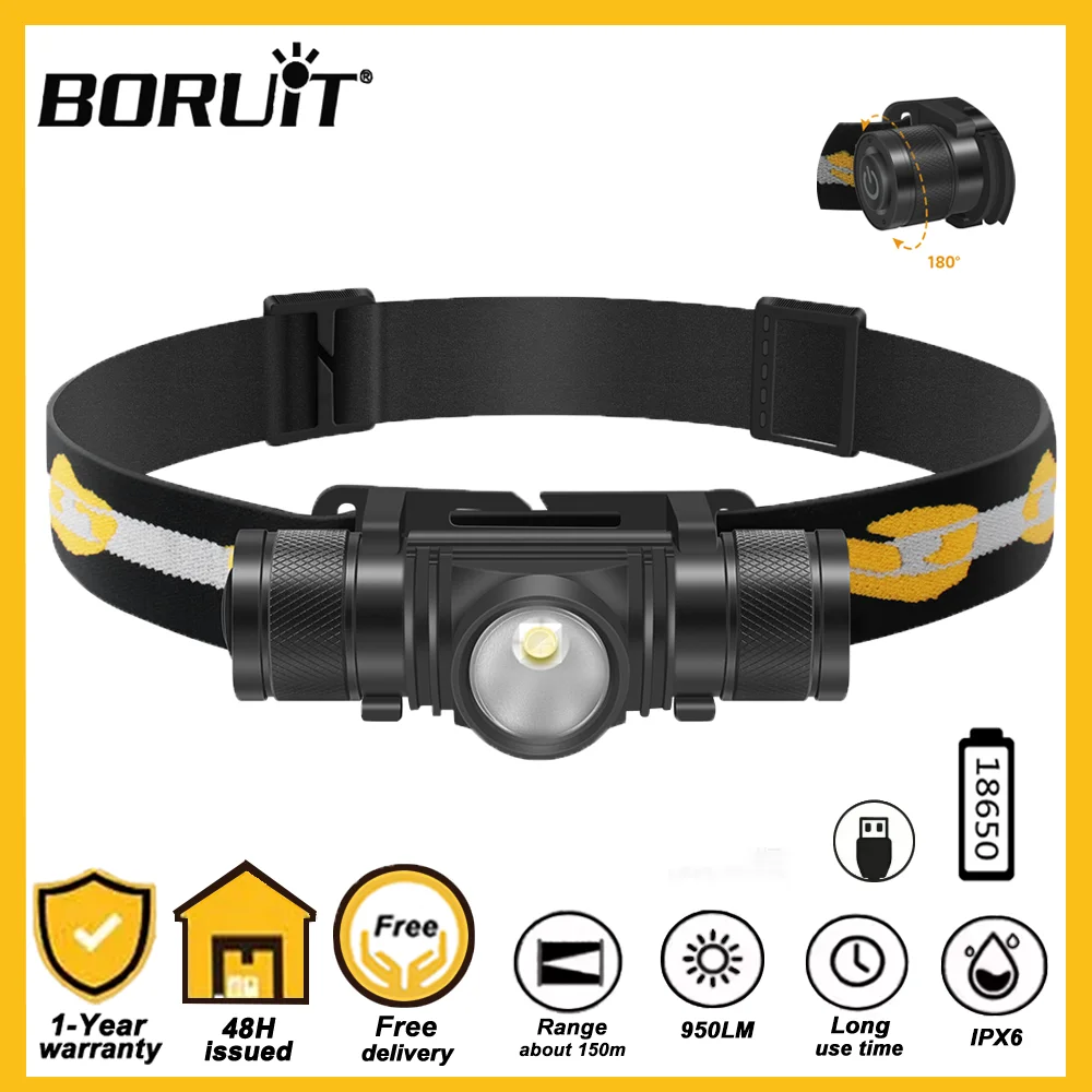 BORUiT D10 светодиодный налобный фонарь 18650