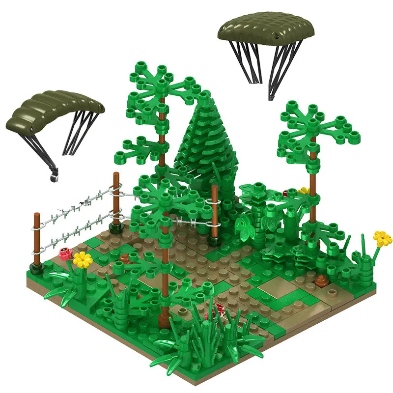 

Creative Paratrooper jungle sniper Battle military scene assembly building block model Toys For Children Boys Gifts