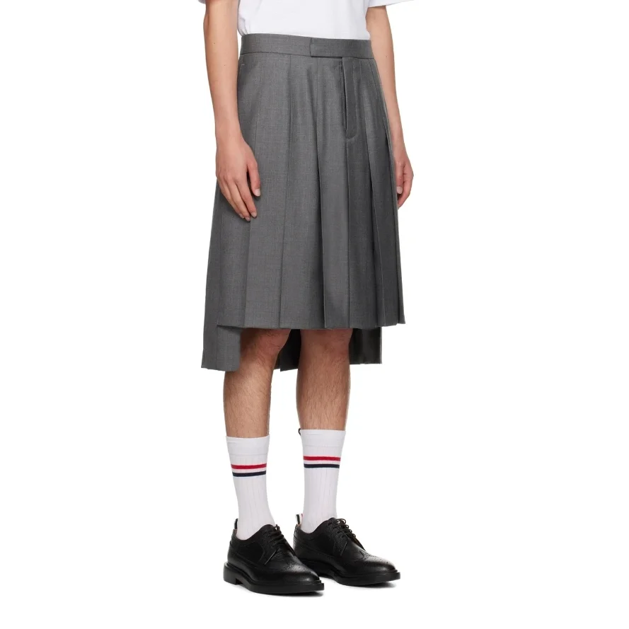 27-46 2025 roupas masculinas e femininas gd cabeleireiro passarela moda cinza saia plissada unissex saia de meio comprimento plus size trajes
