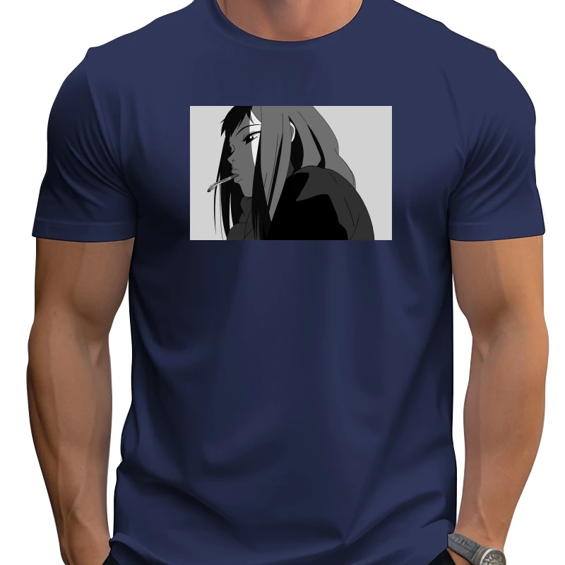 

Mamimi FLCL Men's T Shirts Japanese Anime Manga Cigarette Funny Tees Short Sleeve Crew Neck T-Shirts Pure Cotton Gift Idea Tops