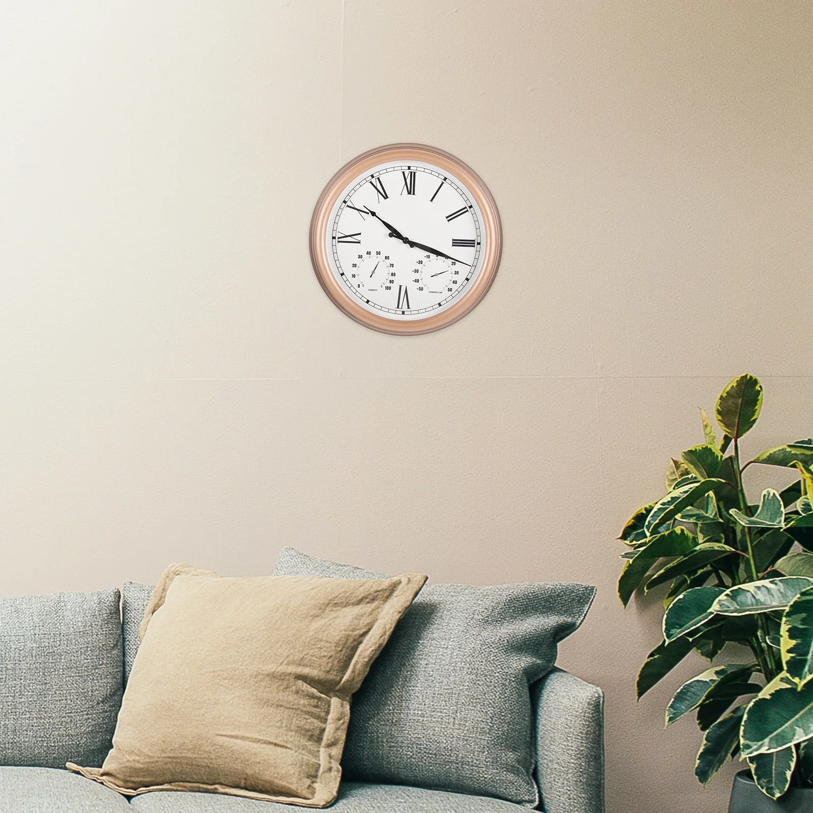 

Outside Wall Clocks for Patio with Temperature Humidity Display Sturdy Portable Design Home Decor Outdoor Clock