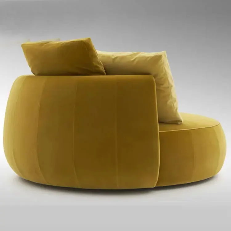 yellow fabric resting beauty salon waiting chair round hotel corner sofa