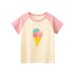 1-9T Ice Cream Girls T Shirt Toddler Cotton Kid Tshirt Baby Girl Clothes Summer Basic Top Infant Tee Short Sleeve Outfit