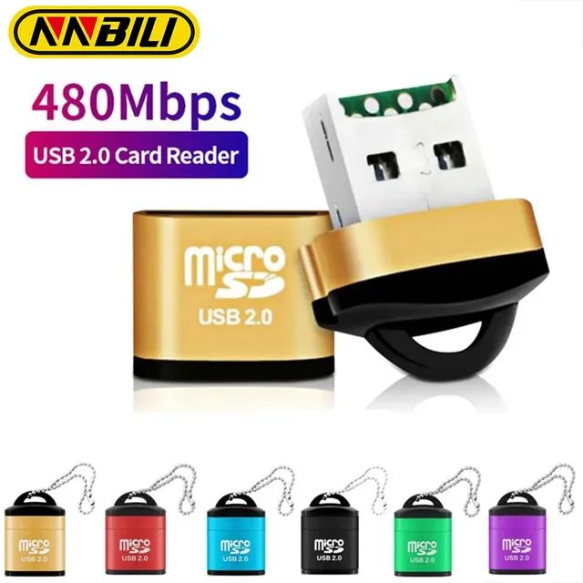 NNBILI Mini USB do czytnika kart Micro SD TF USB 2.0 Czytnik kart pamięci do telefonów komórkowych Szybki adapter USB do laptopa Akcesoria
