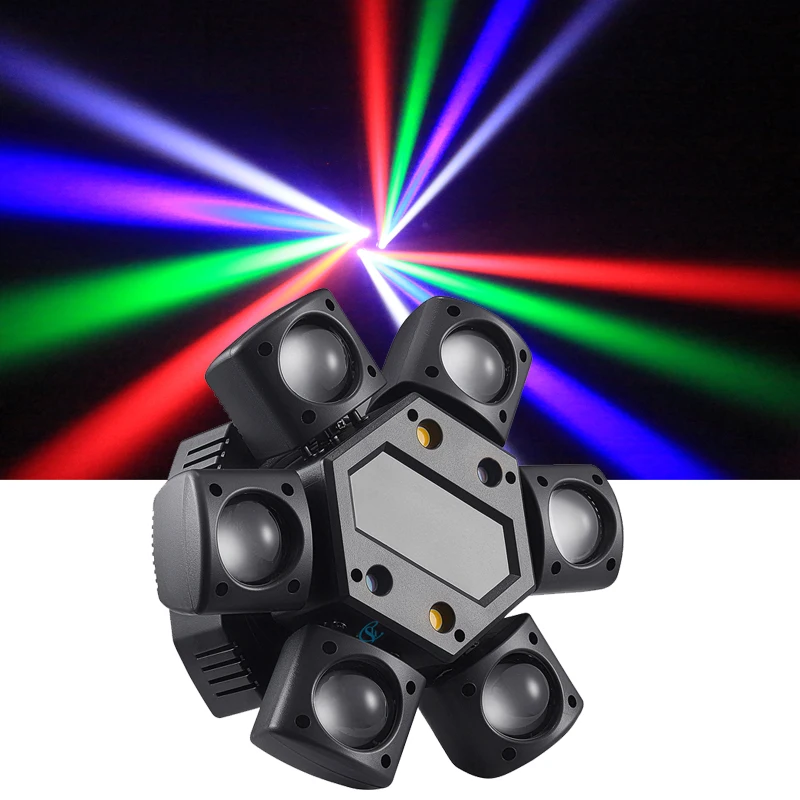 

6 Arm LED Beam&Strobe&Laser 3in1 Colorful LED RGB 90W Moving Head Light Red Green Laser Stage DJ Bar Lighting Disco Party Show