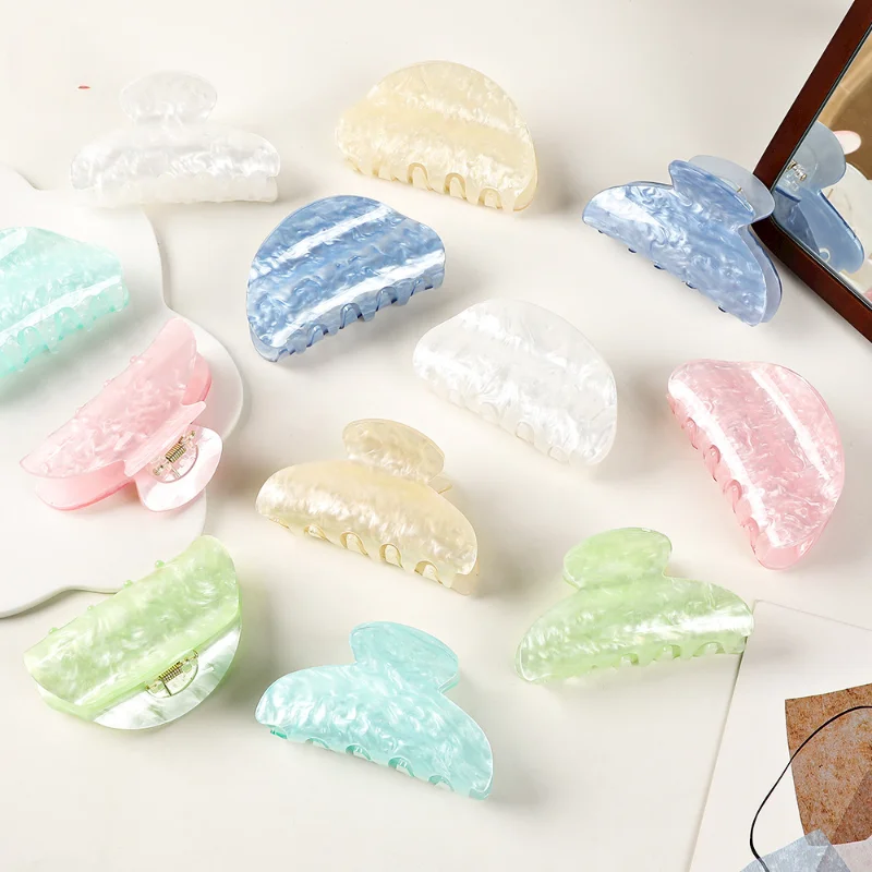 1 Pcs Fashion Acrylic Simple Marble Pattern Shark Clip For Women Girl Hair Claw Headwear Hair Accessories Wholesale