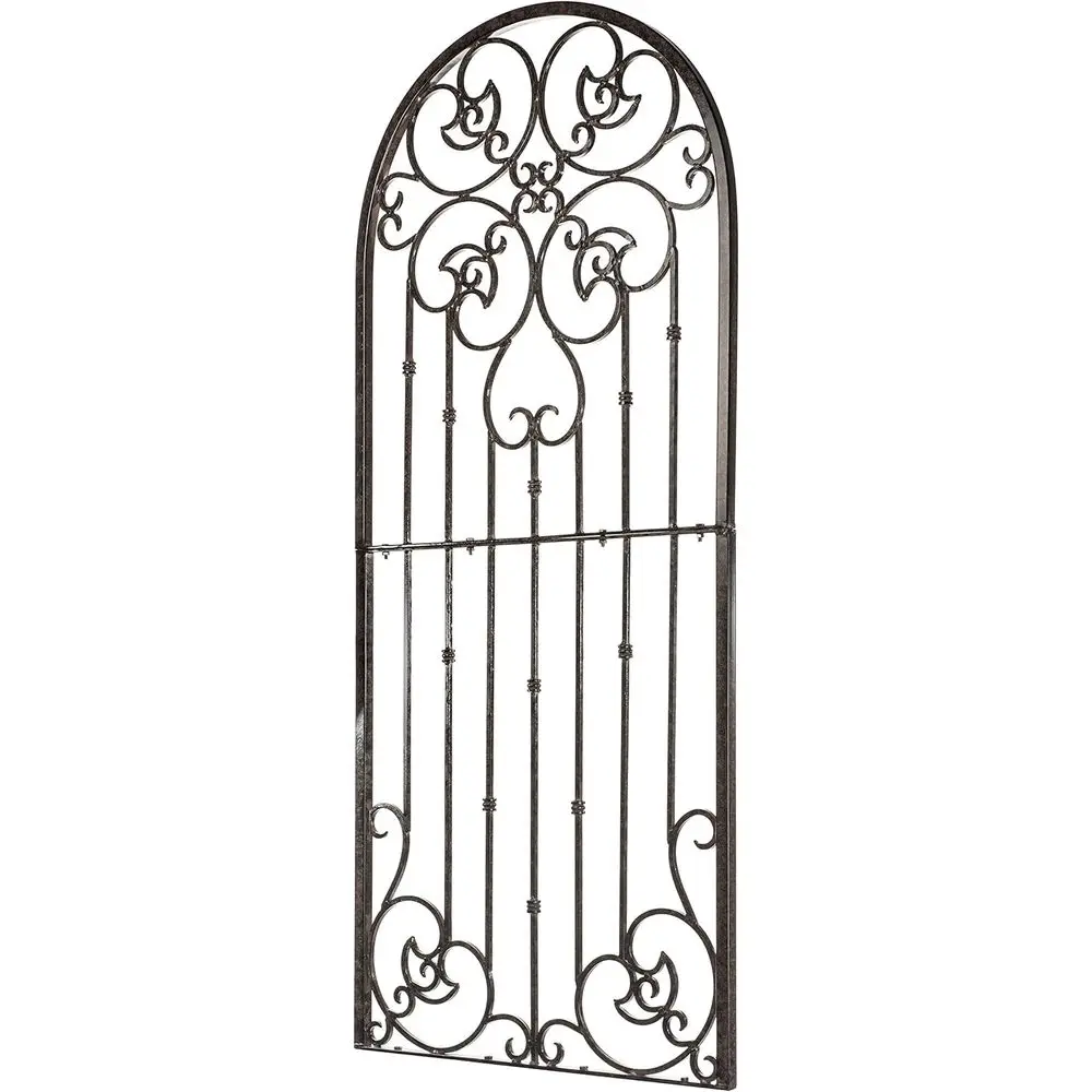 60 lb Solid Iron Garden Trellis with Stabilizing Stakes - Charcoal Brown