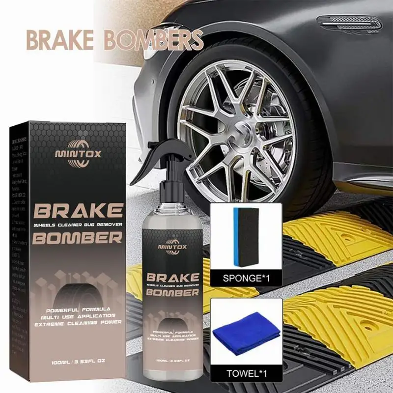 Stealth Brake Bomber 100ml Powerful Brake Cleaner Spray Can With Sponge And Wipe Effective Brake Dust Remover Quite Brake Clean