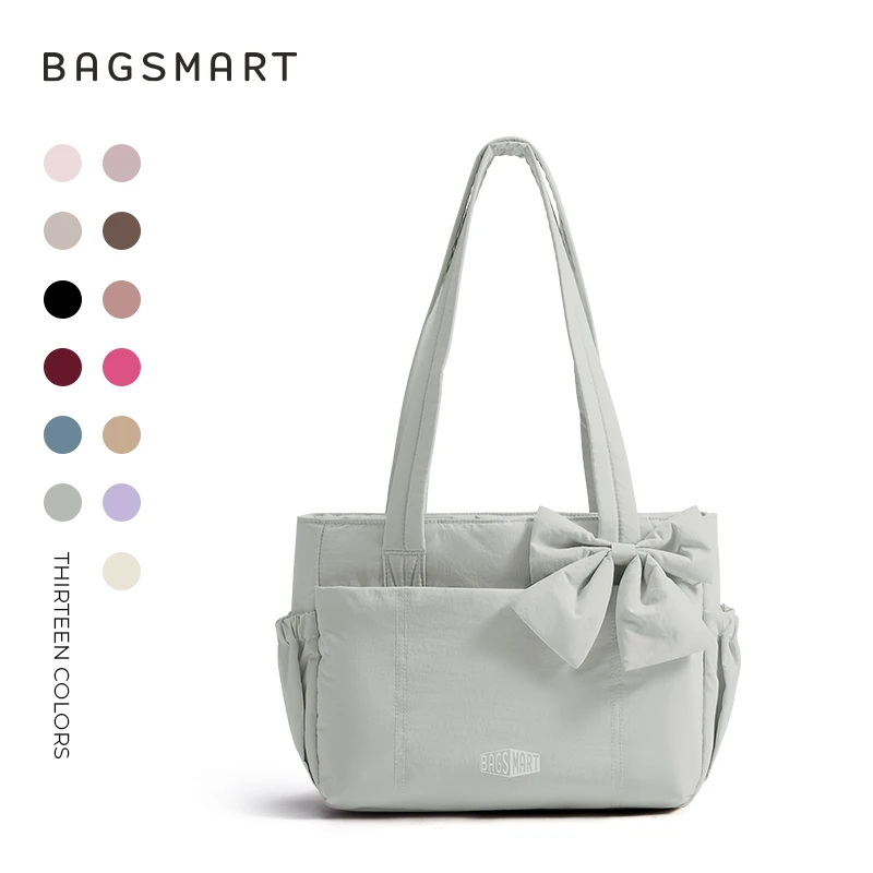 BAGSMART Tote Bag Universiteit gewatteerde schoudertas voor dames Reishandtas met grote capaciteit Dagelijks woon-werkverkeer Damestas
