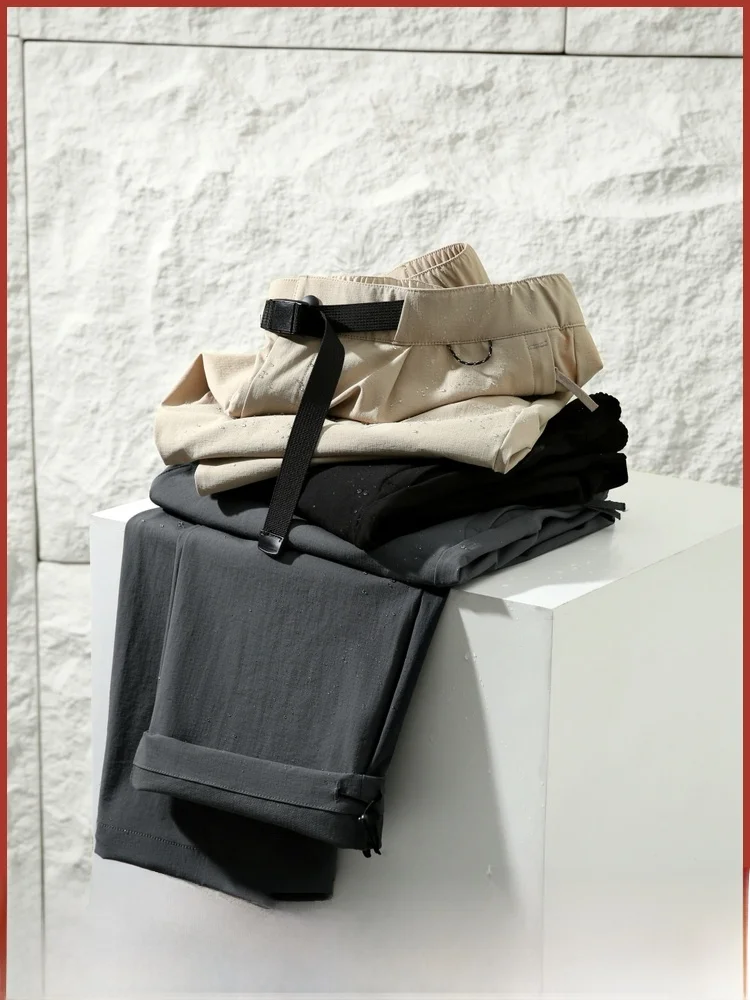 

Italian High-End Paratrooper Pants Men's Adjustable Bule Waist Casual Loose Fit Straight Leg Zipper Fly Autumn Leisure Trou...