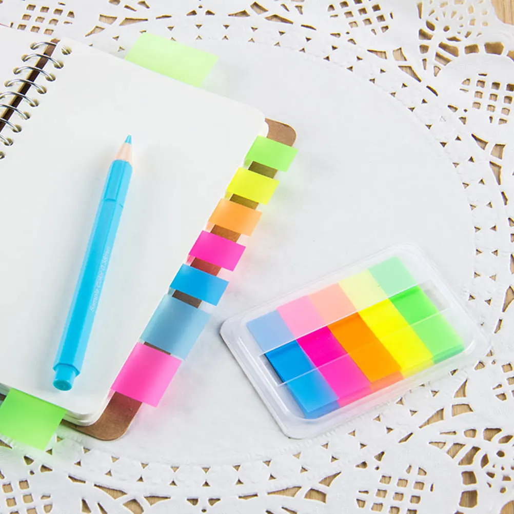 

Neon Sticky Tabs Writable Page Markers Flags for Books Documents Fluorescent Pet Notes Highlight Flags Neon Tabs